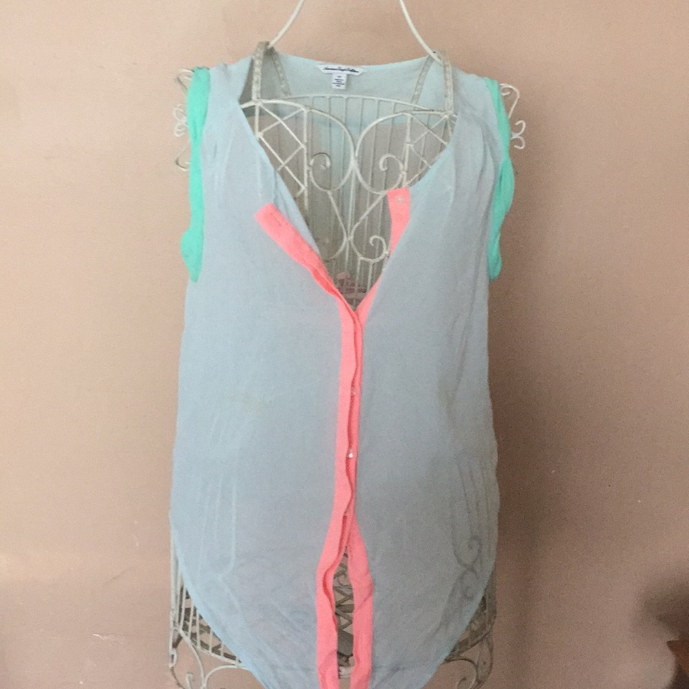 Mint green america eagle blouse